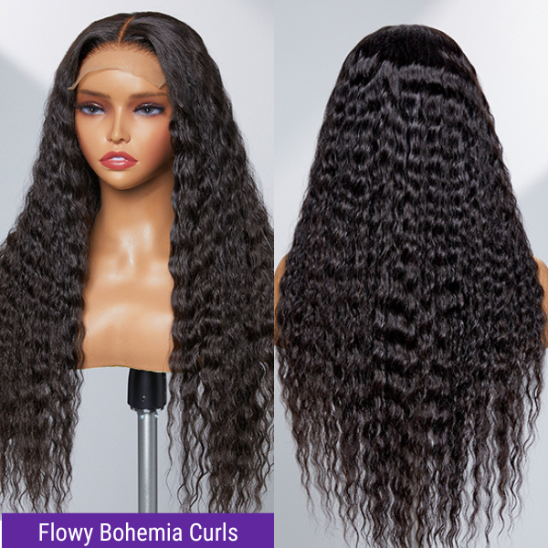 Flowy Bohemia Curls Wig | Curly Glueless 5x5 Closure Lace Wig Pre-plucked